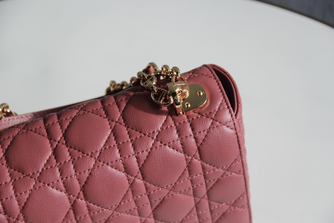 Large Dior Caro Bag Cherry Pink Supple Cannage Calfskin